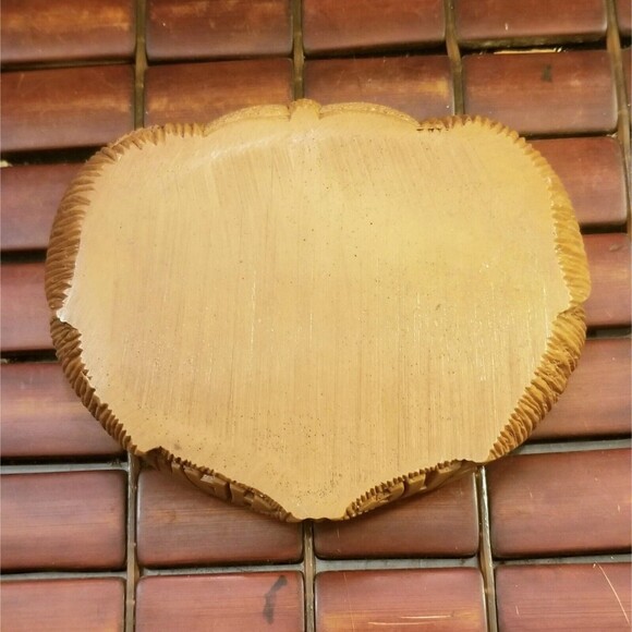 Vintage Aloha Hawaii Tiki Ashtray Leaf Coco Joe Monstera Leaf Hapa Wood Barware - Picture 4 of 5